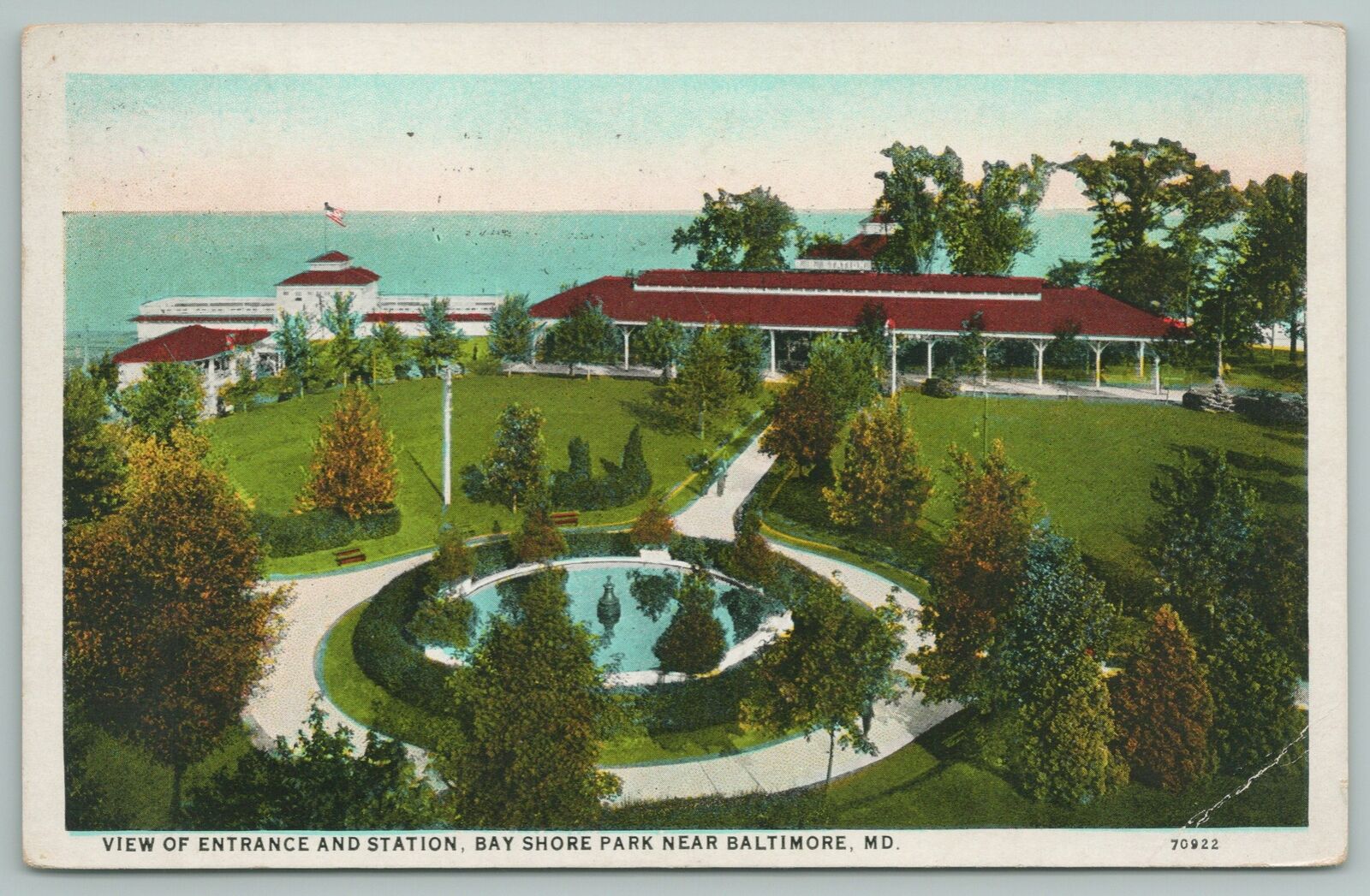 Baltimore Maryland~entrance And Station~bay Shore Park~vintage Postcard