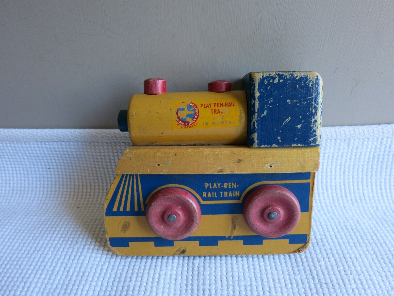 Vintage 1940's-1950’s Wooden  Play Pen Crib Rail Train