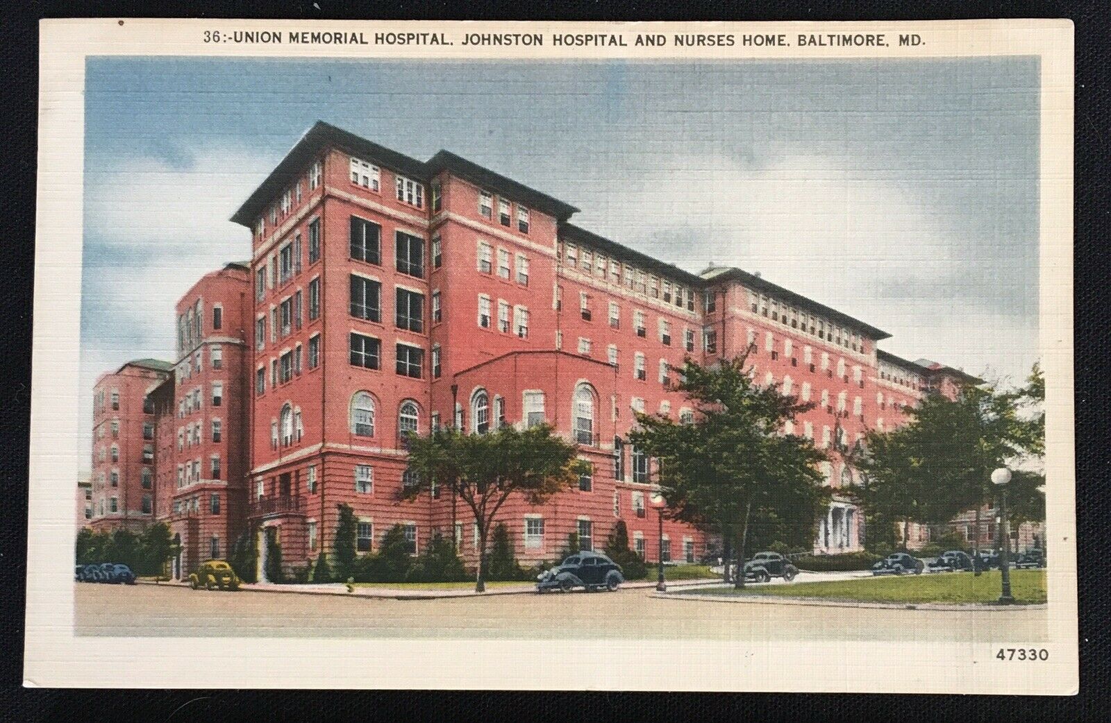 Union Memorial Hospital Johnston Hospital Baltimore Maryland Postcard Unposted