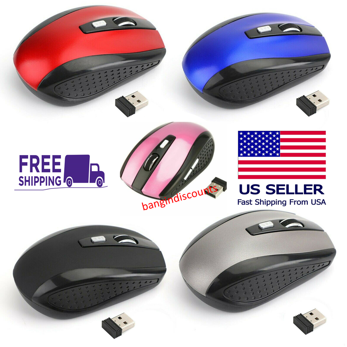 2.4ghz Wireless 2000dpi Cordless Optical Mouse Mice Usb Receiver For Pc Laptop